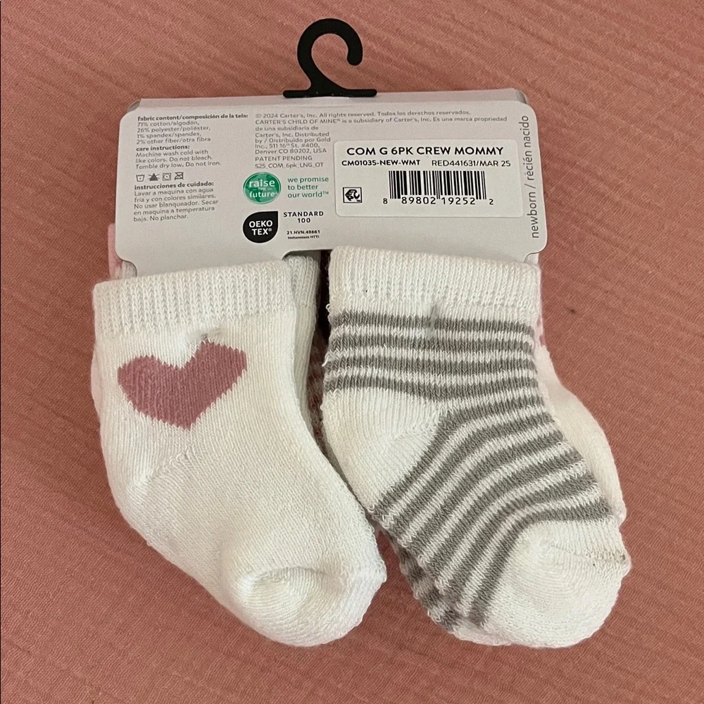 Carter's Newborn Socks - Pink, White, and Gray - Picture 2 of 2